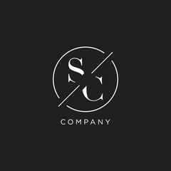 Letter SC logo with simple circle line. Creative look monogram logo design