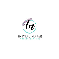 Fototapeta premium TN Initial letter handwriting and signature logo. Beauty vector initial logo .Fashion boutique floral and botanical
