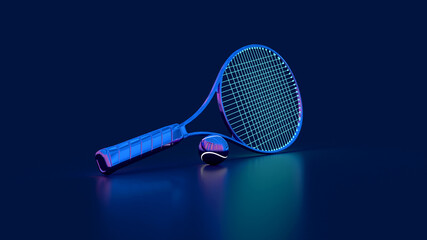 Tennis racket and ball 3d render sport game