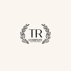 Obraz premium TR Beauty vector initial logo art handwriting logo of initial signature, wedding, fashion, jewelry, boutique, floral