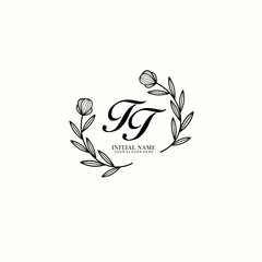 Fototapeta premium TT Initial letter handwriting and signature logo. Beauty vector initial logo .Fashion boutique floral and botanical