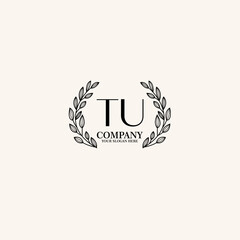 Obraz premium TU Beauty vector initial logo art handwriting logo of initial signature, wedding, fashion, jewelry, boutique, floral