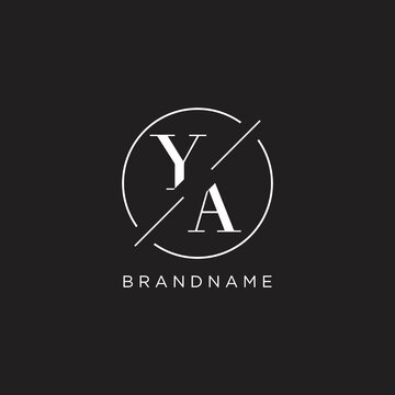 Letter YA logo with simple circle line. Creative look monogram logo design
