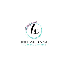 Fototapeta premium TX Initial letter handwriting and signature logo. Beauty vector initial logo .Fashion boutique floral and botanical