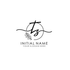 TZ Luxury initial handwriting logo with flower template, logo for beauty, fashion, wedding, photography