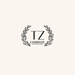 TZ Beauty vector initial logo art  handwriting logo of initial signature, wedding, fashion, jewelry, boutique, floral
