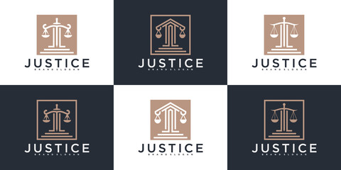 Set of modern minimalist justice logo vector design Premium Vector