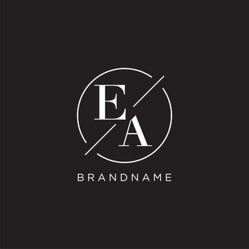 Letter EA logo with simple circle line. Creative look monogram logo design