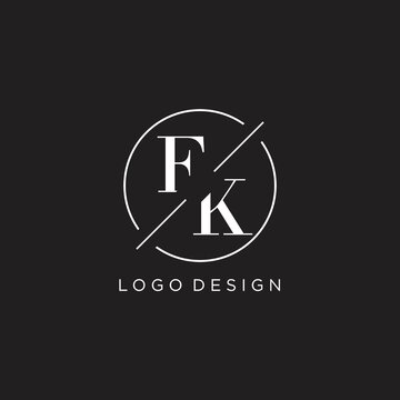 Letter FK logo with simple circle line. Creative look monogram logo design