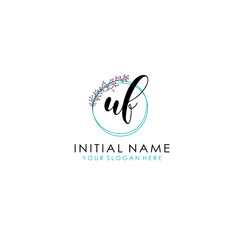 UF Initial letter handwriting and signature logo. Beauty vector initial logo .Fashion  boutique  floral and botanical