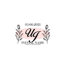 UJ Initial letter handwriting and signature logo. Beauty vector initial logo .Fashion  boutique  floral and botanical
