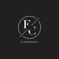 Letter FC logo with simple circle line. Creative look monogram logo design