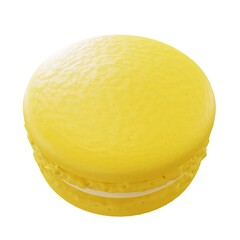 Lemon Macaron top view picture. 3d rendering.
