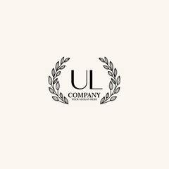 UL Beauty vector initial logo art  handwriting logo of initial signature, wedding, fashion, jewelry, boutique, floral