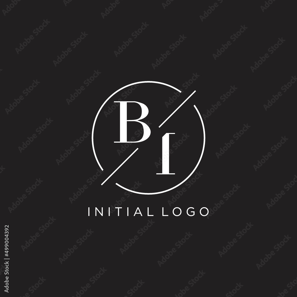 Wall mural letter bi logo with simple circle line. creative look monogram logo design