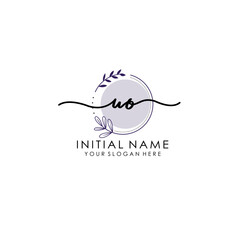 UO Luxury initial handwriting logo with flower template, logo for beauty, fashion, wedding, photography