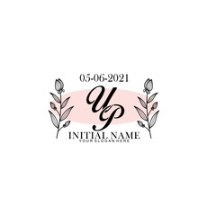 UP Initial letter handwriting and signature logo. Beauty vector initial logo .Fashion  boutique  floral and botanical