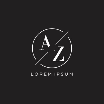 Letter AZ logo with simple circle line. Creative look monogram logo design
