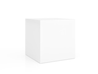 White cube on white background. 3d rendering.