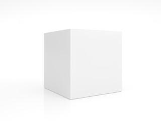 White cube on white background. 3d rendering.