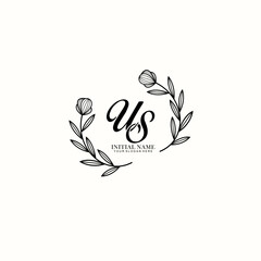 US Initial letter handwriting and signature logo. Beauty vector initial logo .Fashion  boutique  floral and botanical