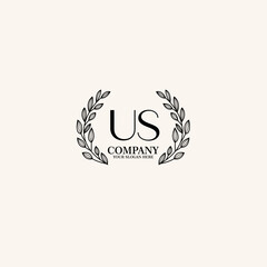 Obraz premium US Beauty vector initial logo art handwriting logo of initial signature, wedding, fashion, jewelry, boutique, floral