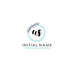 US Initial letter handwriting and signature logo. Beauty vector initial logo .Fashion  boutique  floral and botanical