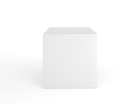 White cube on white background. 3d rendering.