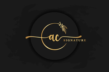 luxury signature logo design initial ac. Handwriting vector logo design illustration image