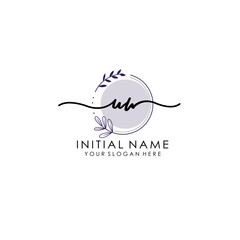 UW Luxury initial handwriting logo with flower template, logo for beauty, fashion, wedding, photography