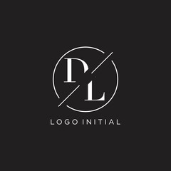 Letter DL logo with simple circle line. Creative look monogram logo design