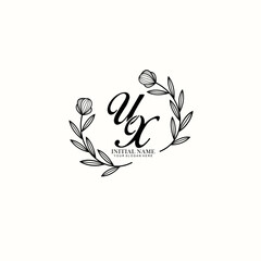 UX Initial letter handwriting and signature logo. Beauty vector initial logo .Fashion  boutique  floral and botanical