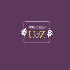 UZ Beauty vector initial logo art  handwriting logo of initial signature, wedding, fashion, jewelry, boutique, floral
