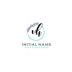 VH Initial letter handwriting and signature logo. Beauty vector initial logo .Fashion  boutique  floral and botanical