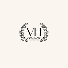 VH Beauty vector initial logo art  handwriting logo of initial signature, wedding, fashion, jewelry, boutique, floral
