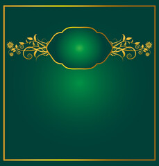 Golden frame ornament design vector on green gradient color