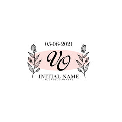 VO Initial letter handwriting and signature logo. Beauty vector initial logo .Fashion  boutique  floral and botanical