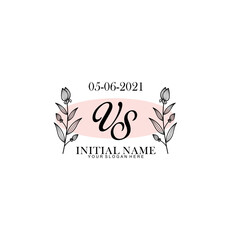 VS Initial letter handwriting and signature logo. Beauty vector initial logo .Fashion  boutique  floral and botanical