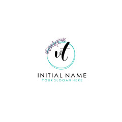 VT Initial letter handwriting and signature logo. Beauty vector initial logo .Fashion  boutique  floral and botanical