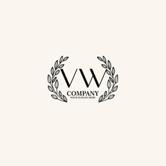 VW Beauty vector initial logo art  handwriting logo of initial signature, wedding, fashion, jewelry, boutique, floral