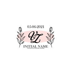 VZ Initial letter handwriting and signature logo. Beauty vector initial logo .Fashion  boutique  floral and botanical