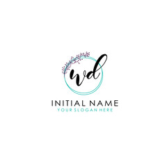 WD Initial letter handwriting and signature logo. Beauty vector initial logo .Fashion  boutique  floral and botanical