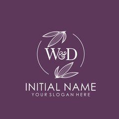 WD Beauty vector initial logo art  handwriting logo of initial signature, wedding, fashion, jewelry, boutique, floral