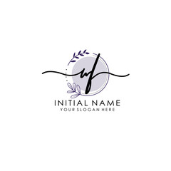 WF Luxury initial handwriting logo with flower template, logo for beauty, fashion, wedding, photography