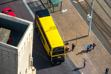 Blackpool gelber Bus Luftbild