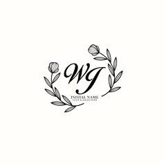 WJ Initial letter handwriting and signature logo. Beauty vector initial logo .Fashion  boutique  floral and botanical