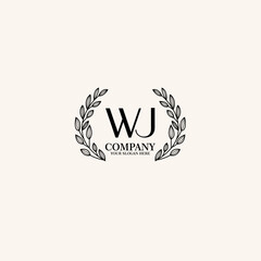 WJ Beauty vector initial logo art  handwriting logo of initial signature, wedding, fashion, jewelry, boutique, floral