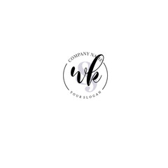 WK Initial letter handwriting and signature logo. Beauty vector initial logo .Fashion  boutique  floral and botanical