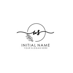 WS Luxury initial handwriting logo with flower template, logo for beauty, fashion, wedding, photography