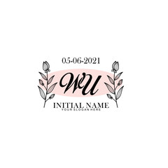 WU Initial letter handwriting and signature logo. Beauty vector initial logo .Fashion  boutique  floral and botanical